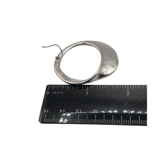 Sterling Silver Plated Abstract Open Hoop Earrings Pierced Signed Israel - Picture 14 of 14